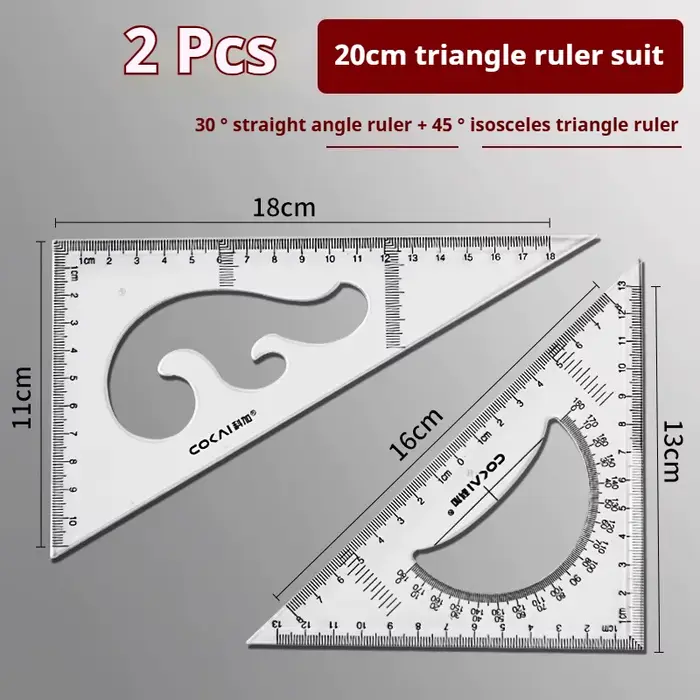 Règle triangulaire, règle d'angle d'épaississement à 90 degrés, outil de mesure de dessin, règle de 