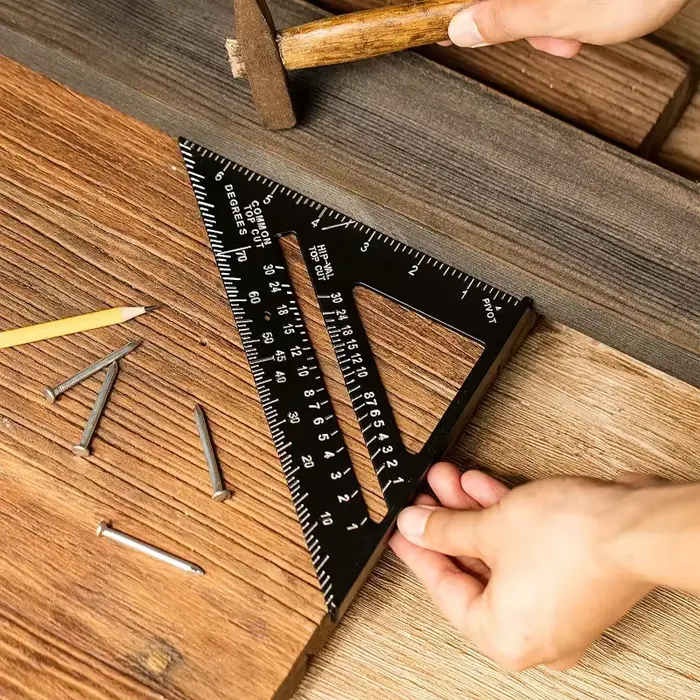 Règle triangulaire de 7 pouces, outil de mesure, alliage, outils de charpentier, MeaccelerAngle, vit