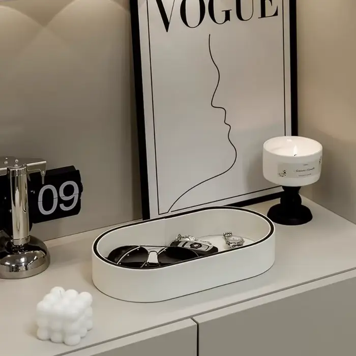 Boîte de rangement en cuir PU pour décoration de salon