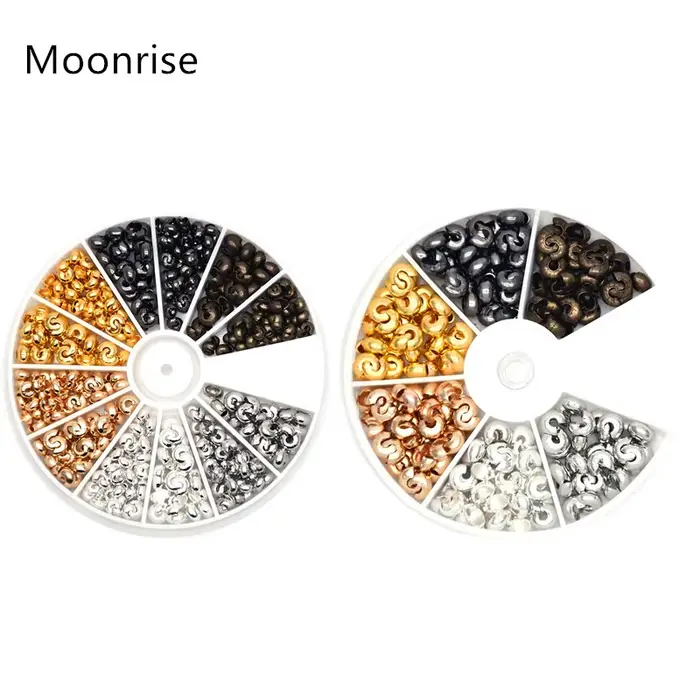 500 pièces/boîte 6 couleurs 3mm demi-rond ouvert en laiton perles à sertir couvertures nœud