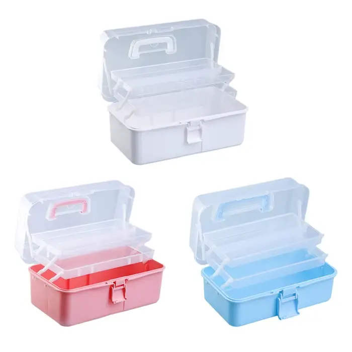 Boîte de rangement artisanale en plastique Transparent à trois couches