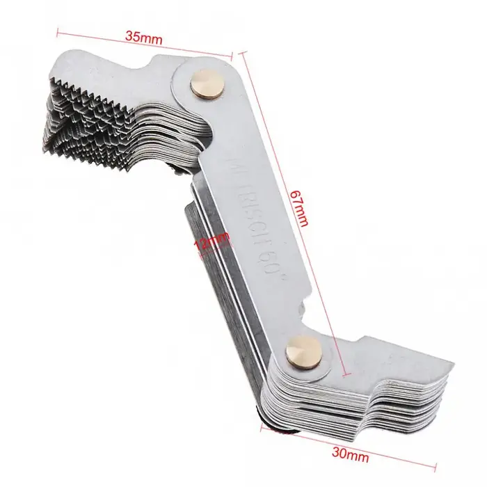 Jauge de vis en acier inoxydable résistant, outil de mesure pliant, pas de filetage de dent, engrena