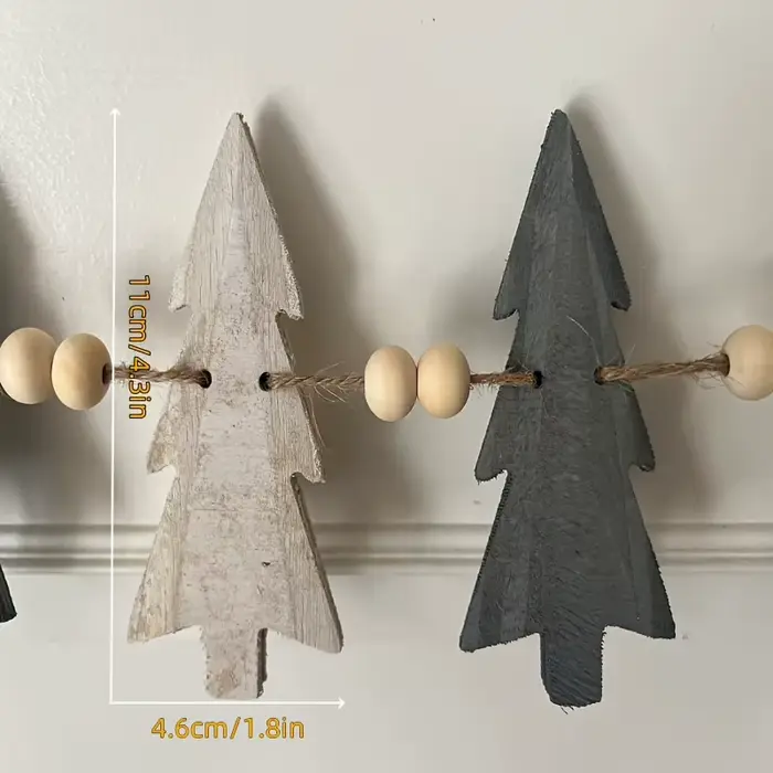Couronne de perles en bois artificiel rustique