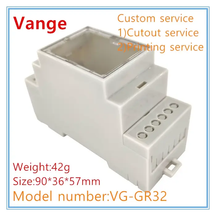 Boîtier électrique sur rail din, boîte de projet en plastique PC 90x36x57mm