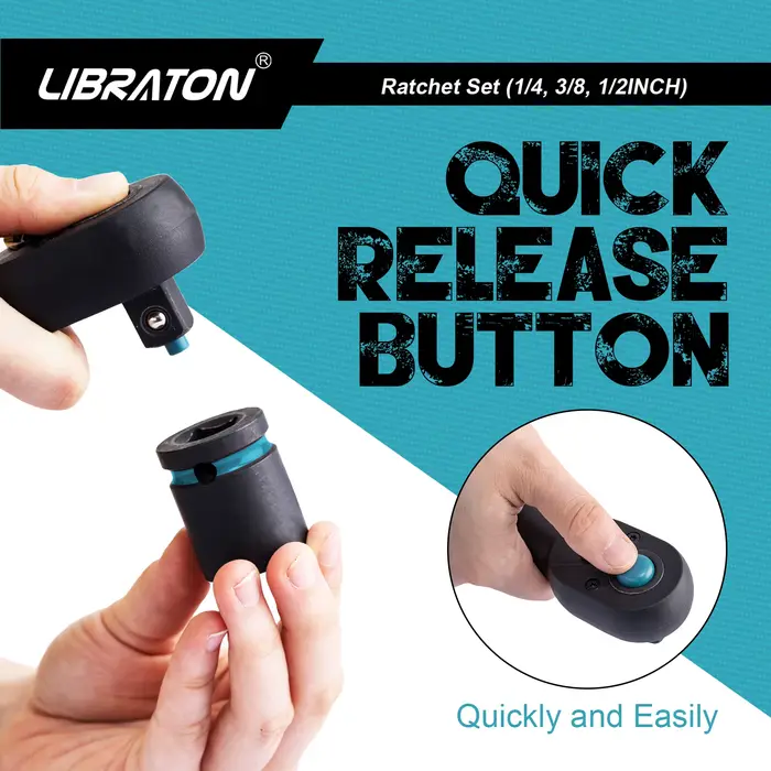 LIBRATON Ensemble de 3 cliquets 1/4"