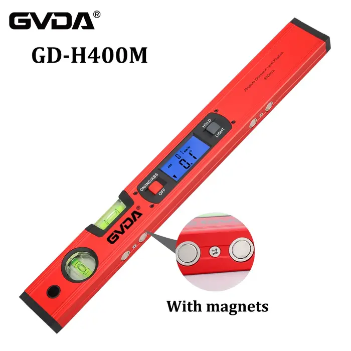GVDA Niveau numérique magnétique en aluminium, rapporteur d'angle, inclinomètre électronique 400MM,