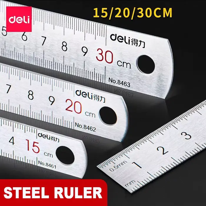 Deli – règle droite en acier inoxydable