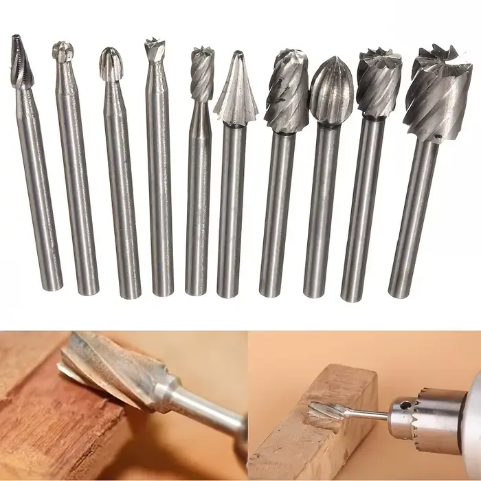10 pièces ensemble travail du bois sculpture fraise pour Dremel fraisage rotatif fichier
