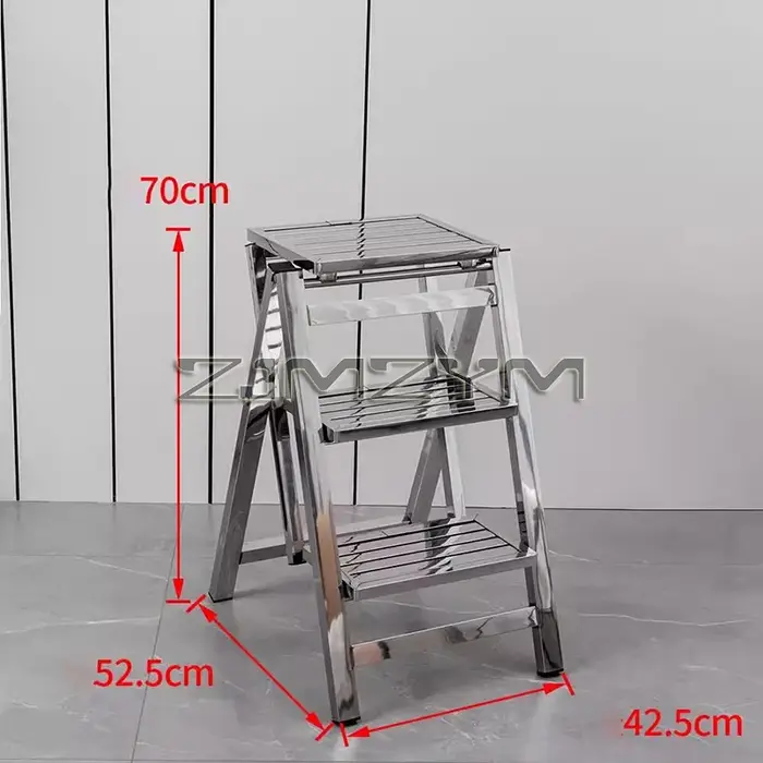 Tabouret d'échelle en acier inoxydable pliant télescopique épaissi escabeau intérieur multifonctionnel Portable 2-3