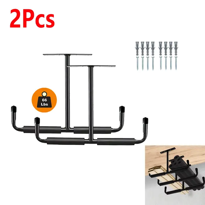 1/2/4 crochets de rangement robustes pour garage, installation au plafond pour suspendre échelles, t
