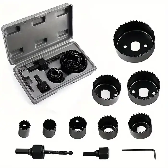 Kit de scie cloche en acier au carbone, 11 pièces, jeu de coupe-trou 19 à 64mm pour bois, PVC, plast