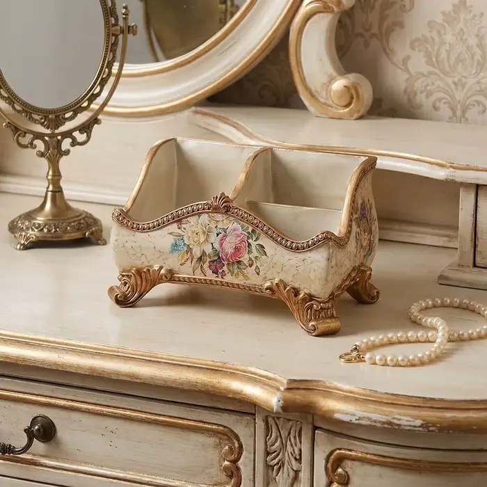 Boîte de rangement en résine de style européen