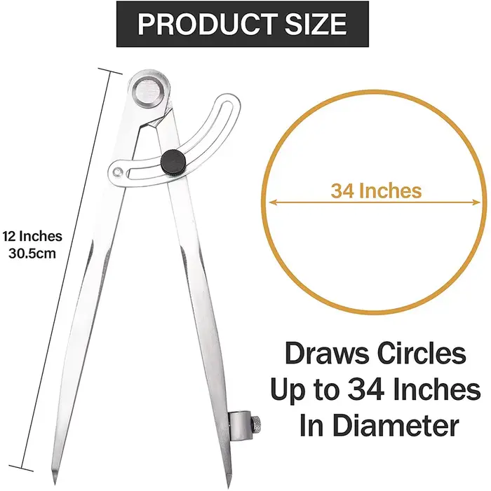 Boussole pour le travail du bois, boussole de charpentier 100MM-300MM, outil de marquage circulaire,