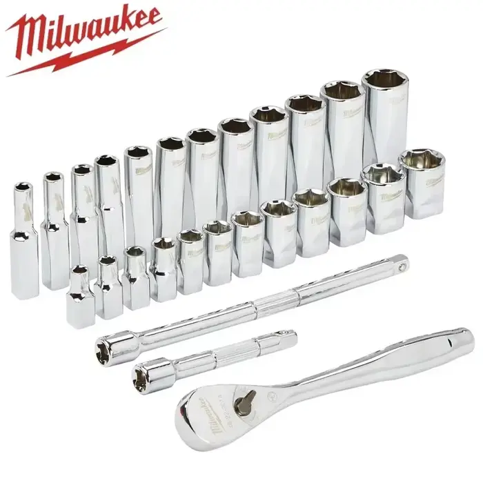 Milwaukee 48-22-9504 Ensemble de clés à cliquet et douilles métriques 1/4" 28 pièces