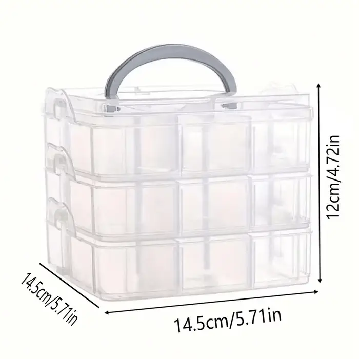 Boîte de rangement en plastique transparente à 3 niveaux et 18 grilles