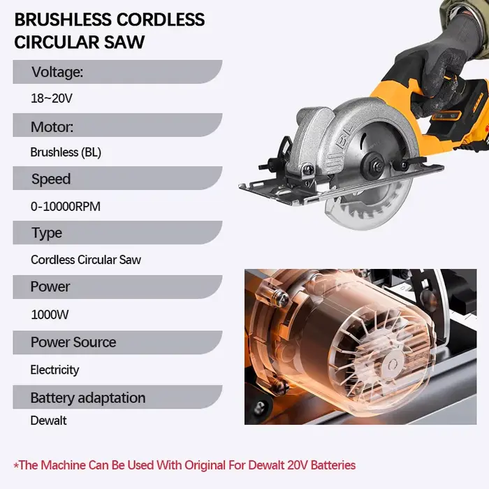 Scie circulaire électrique sans balais Electric Goddess 5 pouces Pour batterie Dewalt 20V Outil