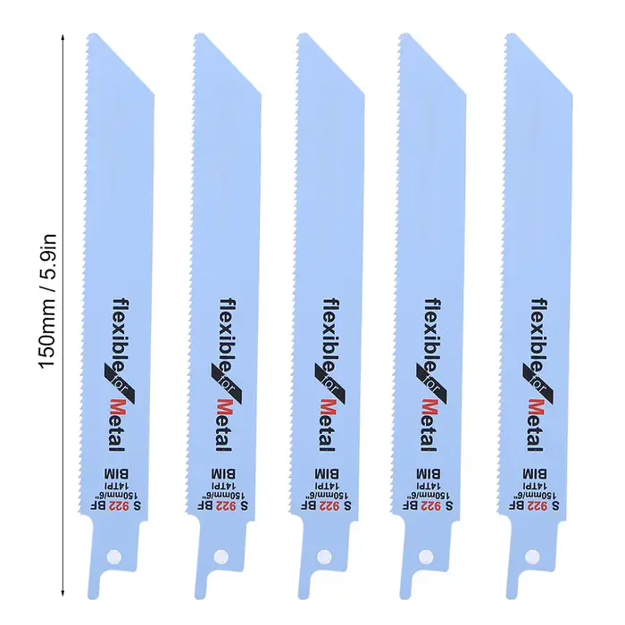 5 pièces lame de scie alternative en métal Kit de coupe pour le travail du bois outil électrique 150mm / 5