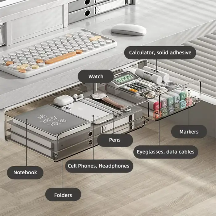 MELStorage-Boîte de Rangement Auto-Adhésive Cachée Sous Table