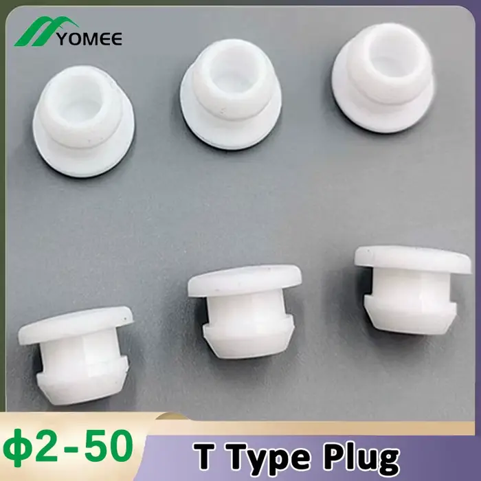Bouchon en Caoutchouc de Silicone Blanc de Type T, Joint Conique à Encliqueter, Bouchon d'Extrémité,