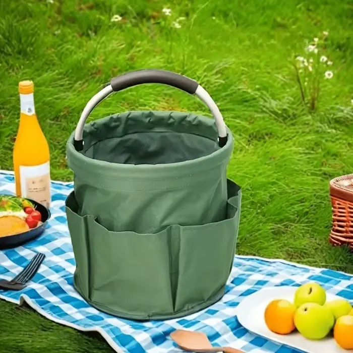 Panier de rangement pliable avec poignée et plusieurs poches - Portable