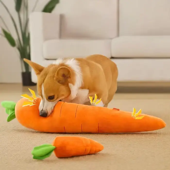 Jouet pour chien, jouet en peluche en forme de carotte