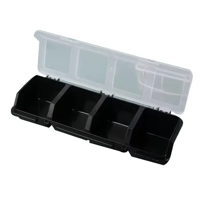 Boîte de rangement à vis à 4 compartiments avec couvercle, empilable, en plastique, pour petites piè