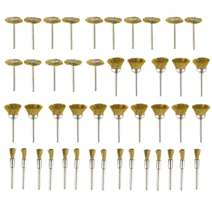 XCAN 45 pièces fil d'acier roue en laiton tasse brosse ensemble métal polissage