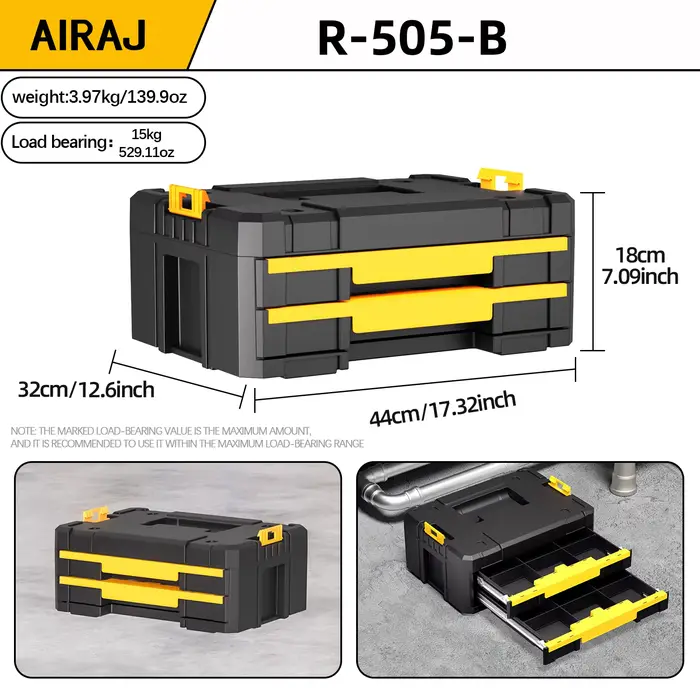 AIRAJ Boîte de rangement d'outils compartimentée de style tiroir à deux couches avec une grande capa