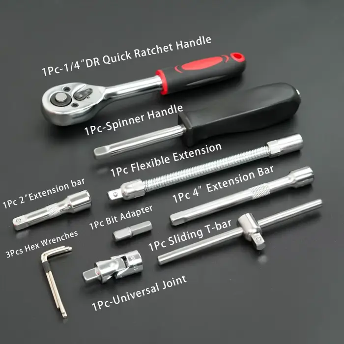 Kit d'entretien automobile 46 pièces : Boîte à outils avec clé à cliquet
