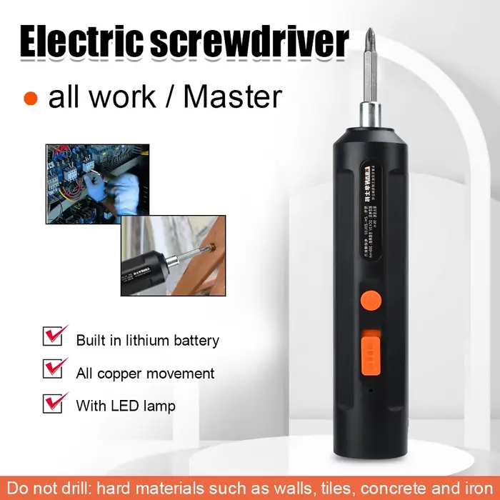 Tournevis électrique à chargement USB, tournevis électrique domestique pour la fixation du perçage e