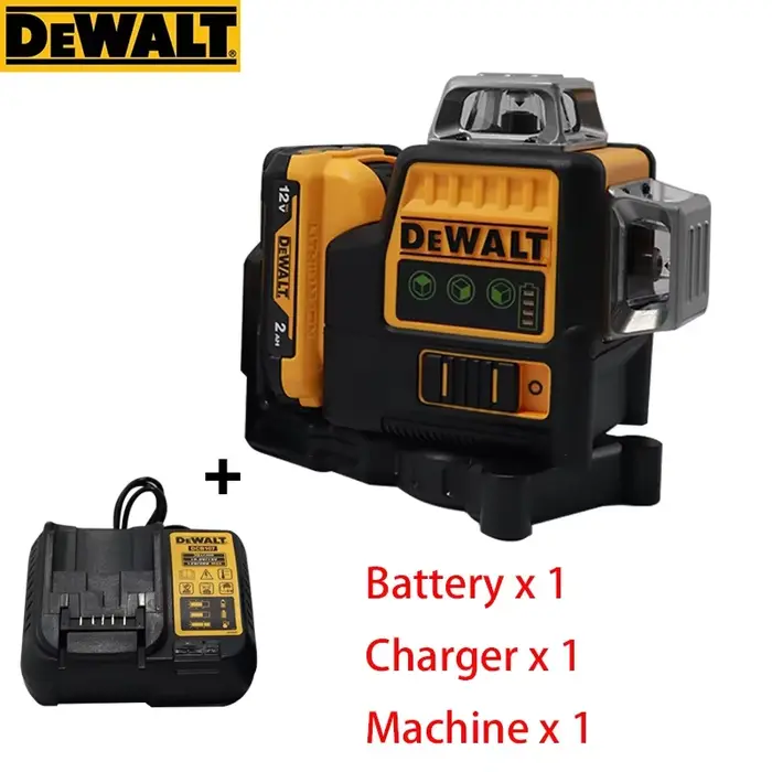 Niveau laser vert DEWALT NEW DW089LG 12V à batterie au lithium | 12 lignes, 3 côtés, 360 ° Horiz