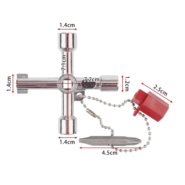 4 Voies Croix Triangle Clé Clé Universel Électrique Cabinet Clés Utilitaire Clé Fit pour Robinet