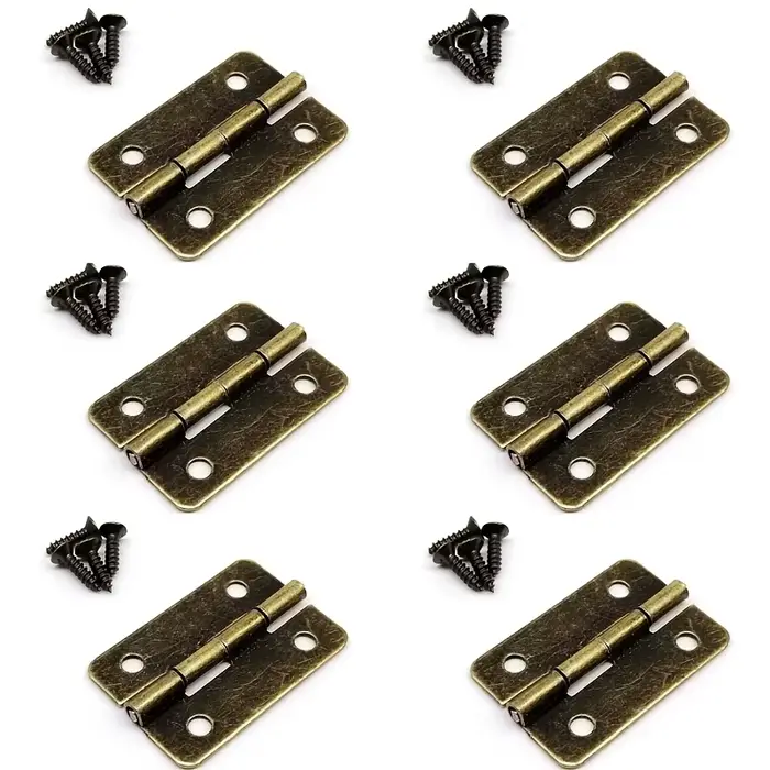 6 charnières en bois avec vis pour coffret à bijoux, coffret cadeau, coffret à vin, boîte à musique,