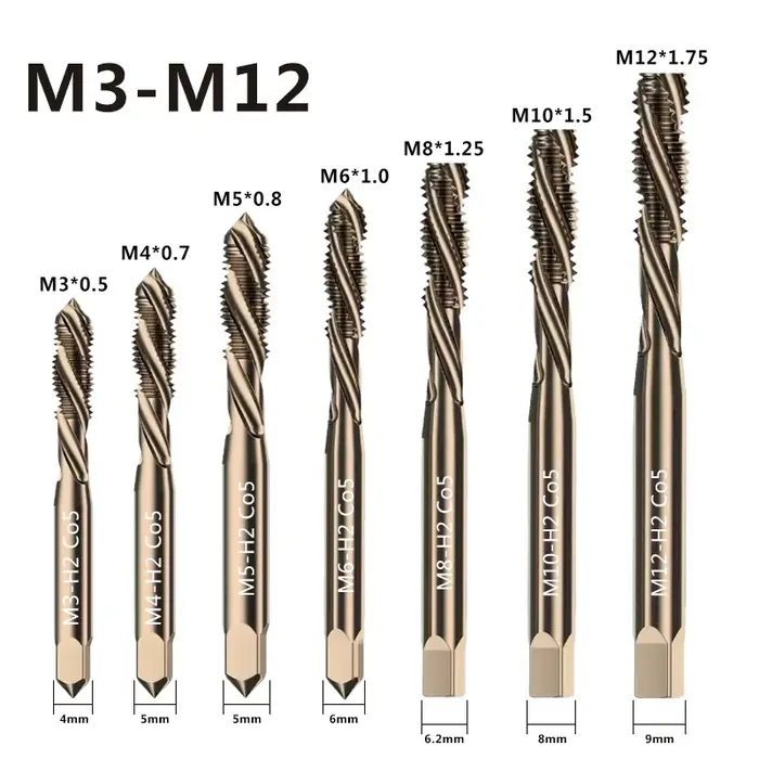 Forets à filetage de vis au Cobalt M35 HSS-CO, flûte en spirale métrique M3-M12, Machine à tarauder