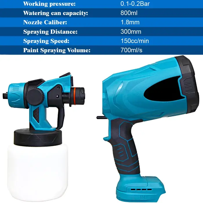 Pistolet de pulvérisation électrique sans fil 800ML, pulvérisateur de peinture portable pour la mais