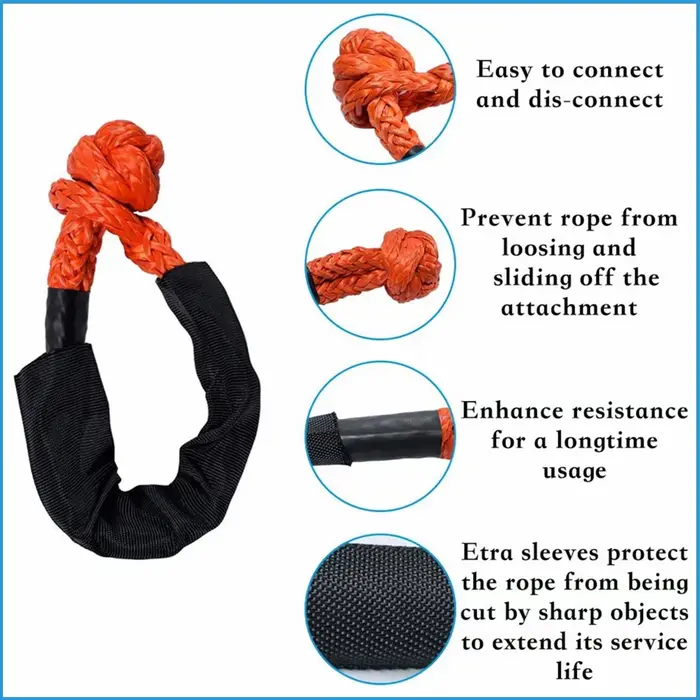 2 paquets de manilles souples synthétiques avec sac de rangement, 41,000 lb, force de rupture maxima