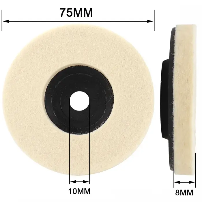 Roue de polissage en laine 75mm, tampons de polissage, meuleuse d'angle, disque de polissage en feut