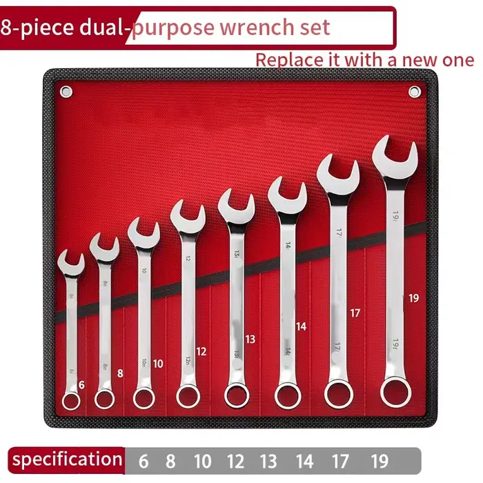Jeu de clés combinées à extrémité ouverte, clé à extrémité ouverte polygonale 6-24 mm, en acier CRV,
