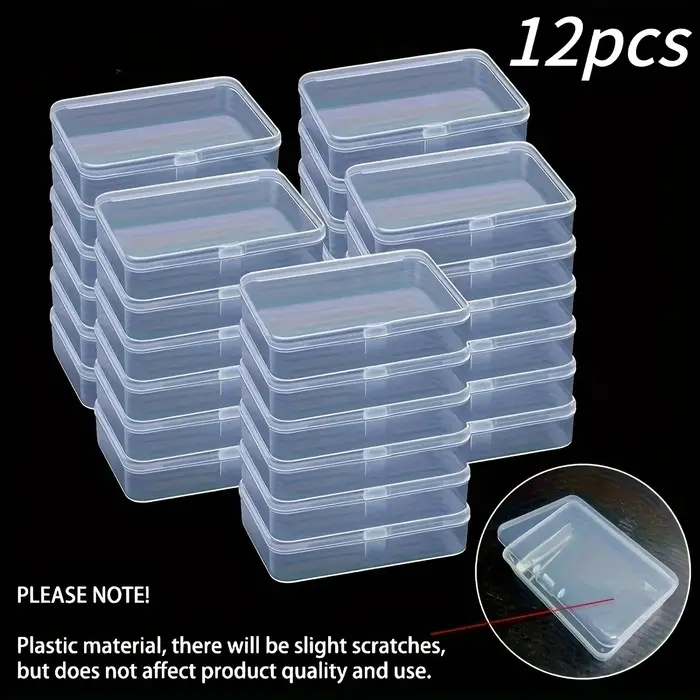 Ensemble de 12 boîtes de rangement transparentes en plastique PP