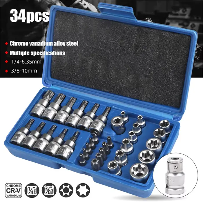 Jeu de 34 embouts Torx et douilles E-Torx