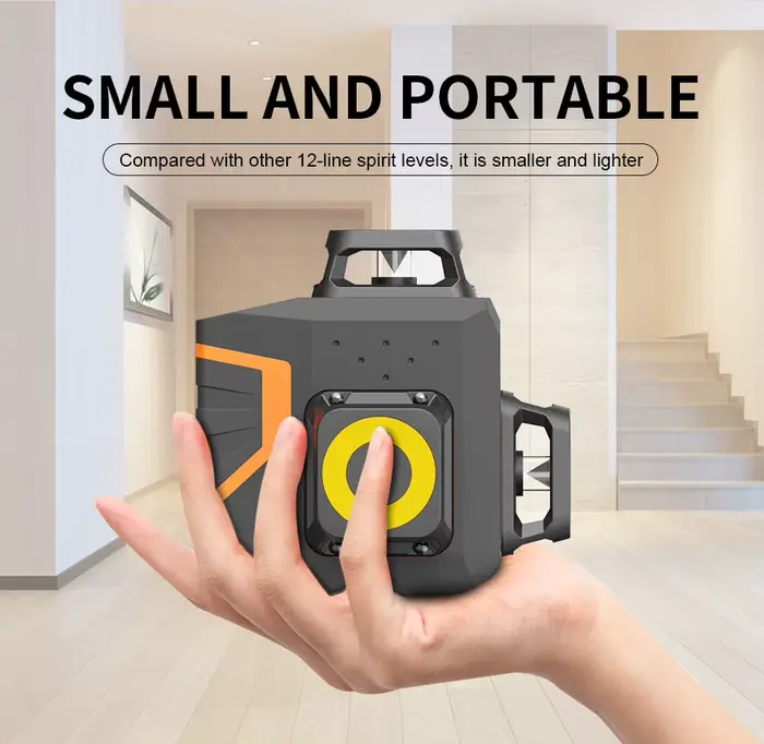 Niveau laser BOAYAL auto-nivelant 3x360 °   Ligne croisée verte 3D 12 pour la construction, batterie rechargeable 4000mAh, télécommande