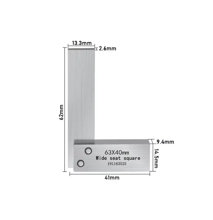Règle d'angle en forme de L en acier au carbone de haute précision - 90 °   Outil de mesure à angle 