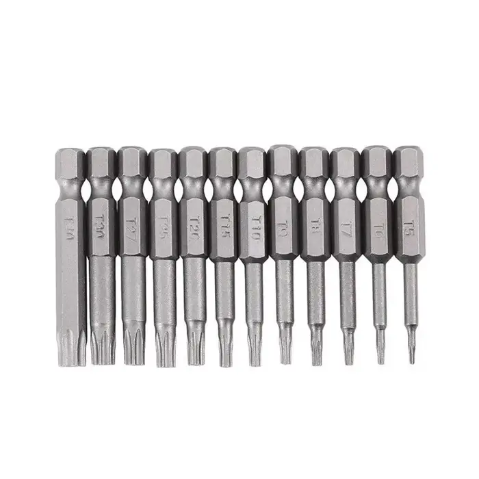 T5 T6 T7 T8 T9 T10 T15 T20 T25 T27 T30 T40 Torx Tournevis Hexagonal Magnétique de Sécurité Tête 1/4 "Tige Hexagonale Forets