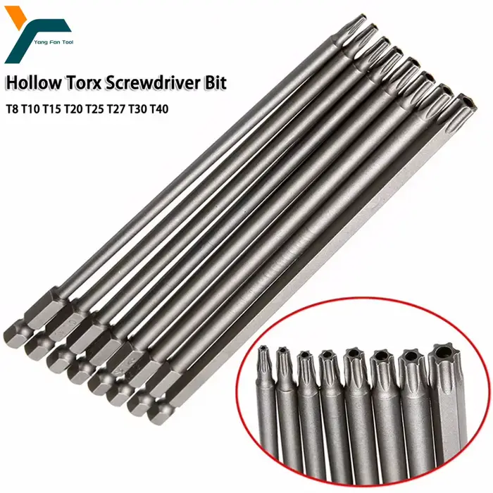 Tournevis Torx à tige hexagonale de 1/4 pouces, tête de forage à vent de 150mm 200mm, clé à vis étoi