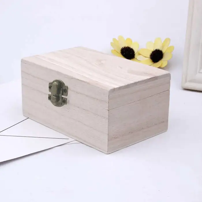 Boîtes de rangement carrées en bois de pin écossais naturel
