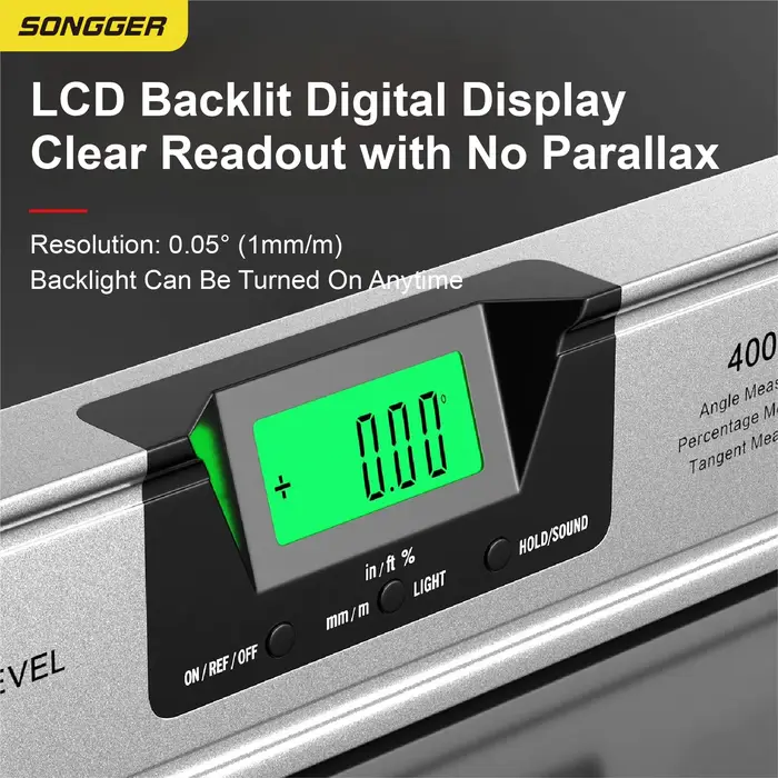 Inclinomètre Numérique avec Laser Niveau Électronique Magnétique Rapporteur Haute Précision pour Mur Carrelage Menuiserie Écran LCD