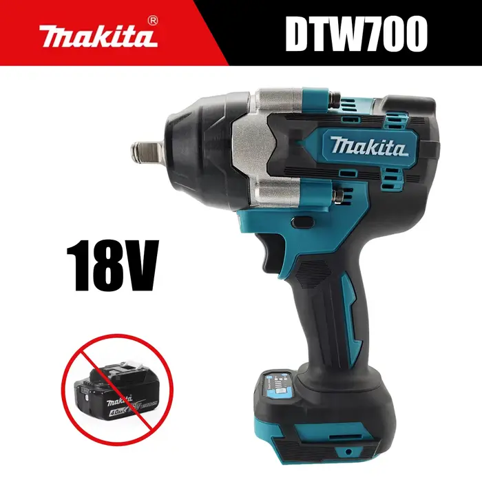 Clé à chocs électrique sans fil Makita Brushless DTW700 1/2 pouce 18V compatible avec les batteries,