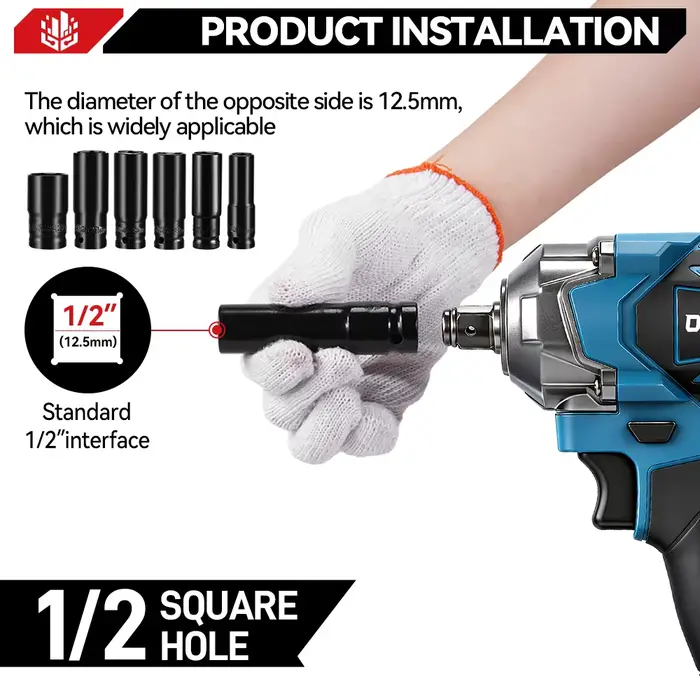ONEVAN 1200N.M clé à chocs électrique sans brosse 1/2 pouces clé dynamométrique sans fil tournevis o
