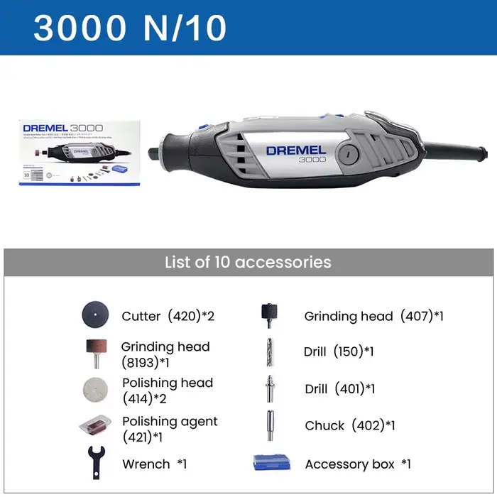Dremel 3000 Kit d'outils rotatifs électriques broyeur de graveur multifonction pour couper, sculptur