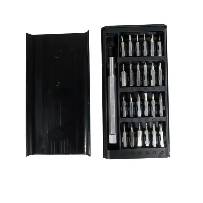 Mini kit de tournevis de précision 25 en 1 avec tête magnétique et boîte de rangement compacte. Faci